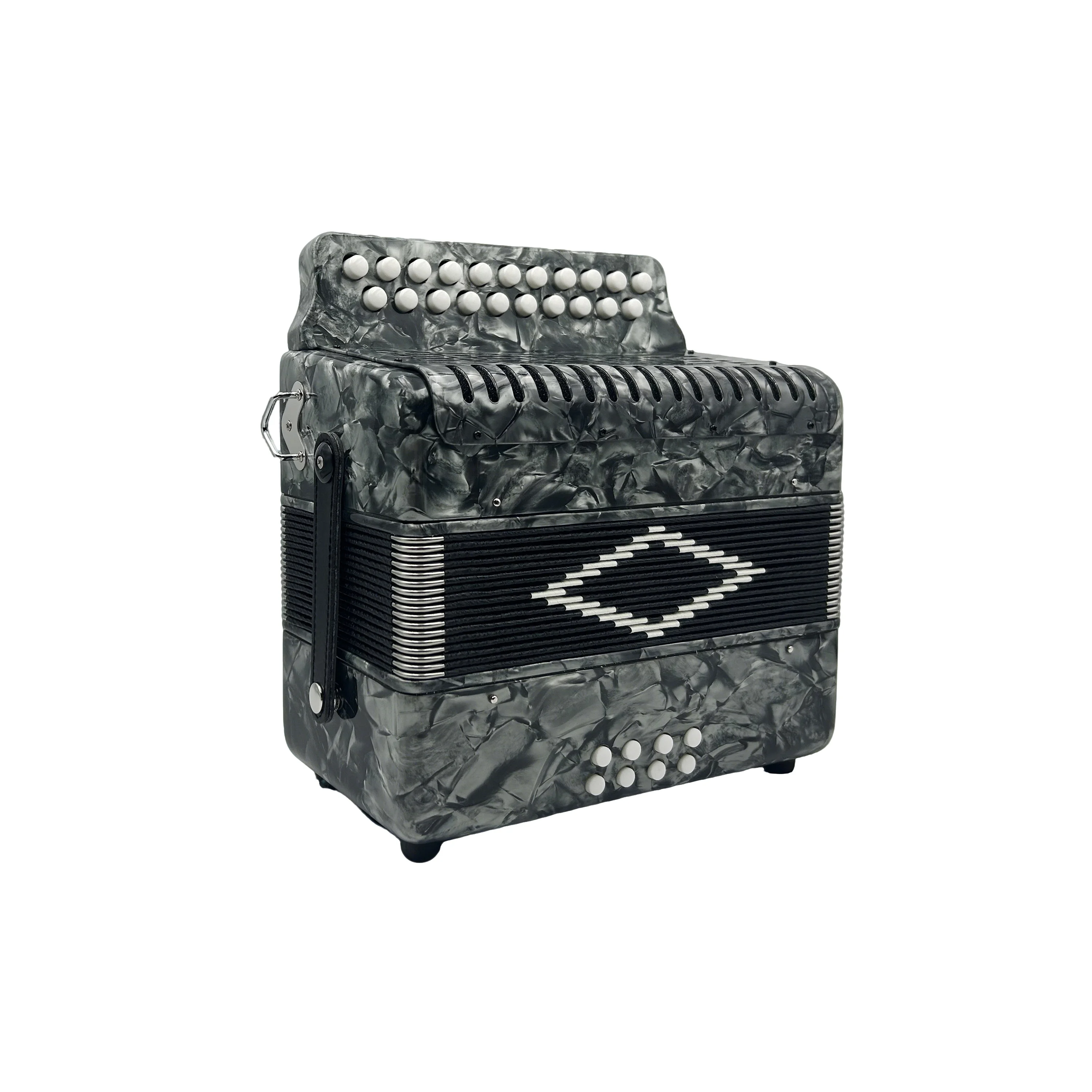 Профессиональный хроматический 21 кнопочный 8 басов портативный аккордеон серый целлулоидный инструмент JB2108 высокое качество