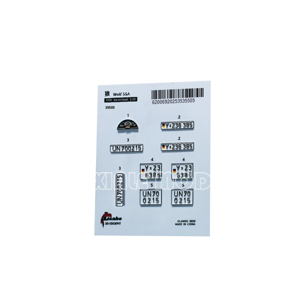 Lanbo 3D Color Cockpit Instrument 35505 1/35 Wolf SSA Plate + Logo for Neverland 55001 DIY Accessories