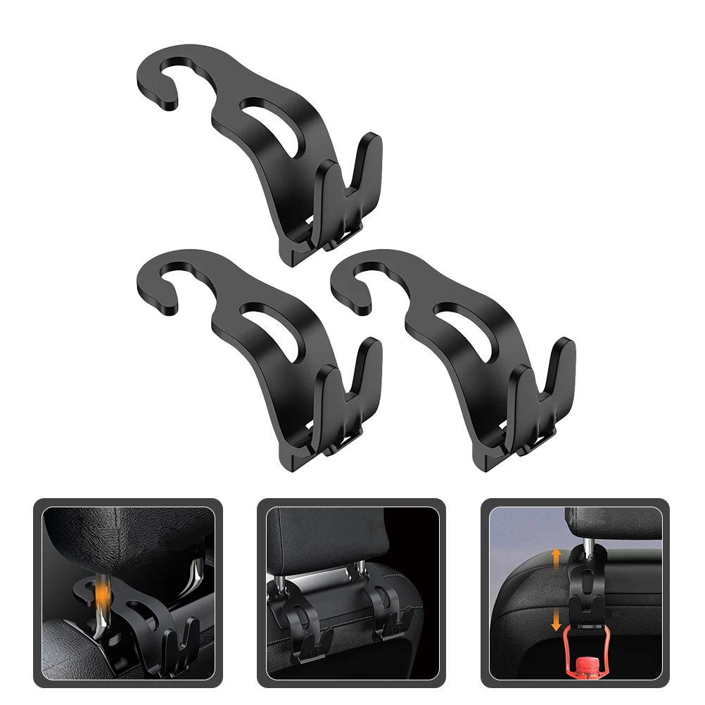 3 Pcs Car Hook Bag Holder Backseat Hooks Organizer for Purses and Bags Abs Headrest