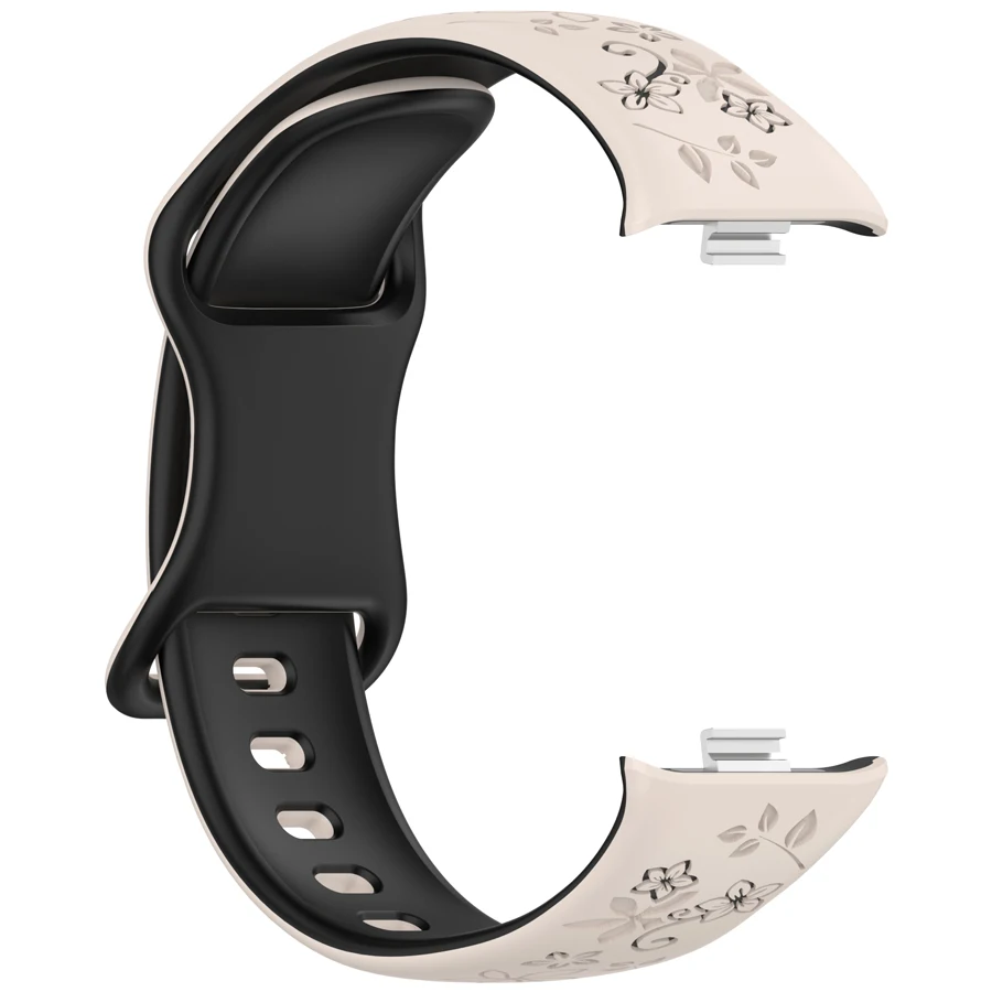 2-kleurige gegraveerde bloemenband voor Redmi Watch 4/5/6 Smartwatch, zachte band voor Xiaomi Mi Band 8/9/10 Pro, armband