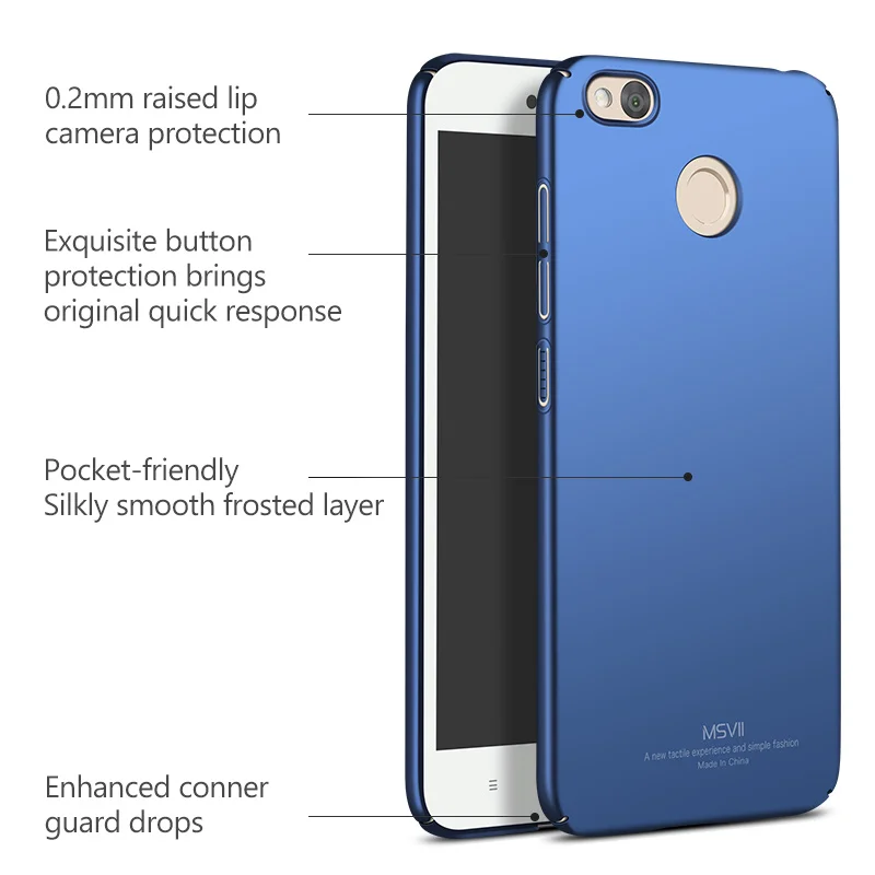 For Redmi4x Case MSVII Ultra Thin Hard PC Matte Cover For Xiaomi Redmi 4X Pro Xiomi 4x Shockproof Phone Cases 5.0