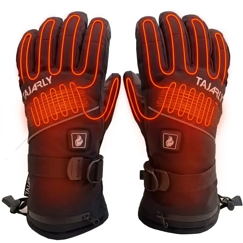 USB Heated Leather Work Gloves Windproof Waterproof Thermal Hand Warmers For Winter Skiing Outdoor Use