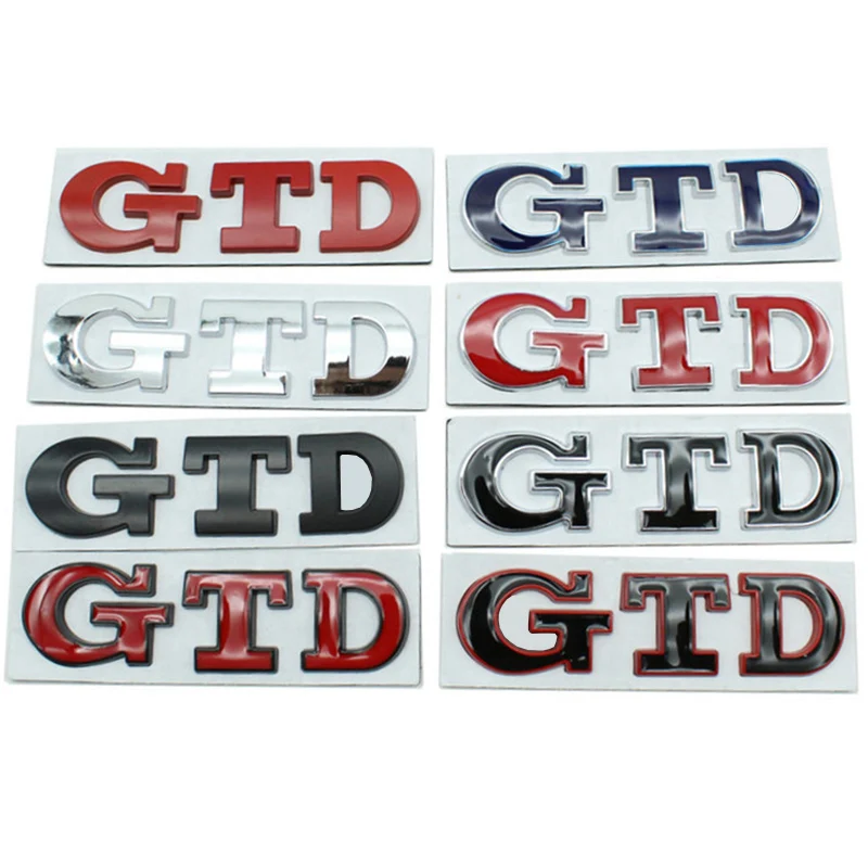 3d Metal Black Red Logo GTD Emblem Letters Car Front Grill Badge Trunk Decal For 4 5 6 7 MK4 MK5 MK6 MK7 GTD Accessories