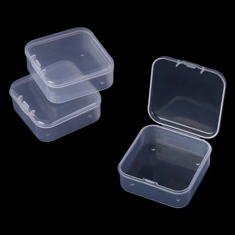 

20Pcs Square Storage Boxes Clear Plastic Organizer Mini Containers Hinged Lids Portable Small Organizer for Beads Jewelry Crafts