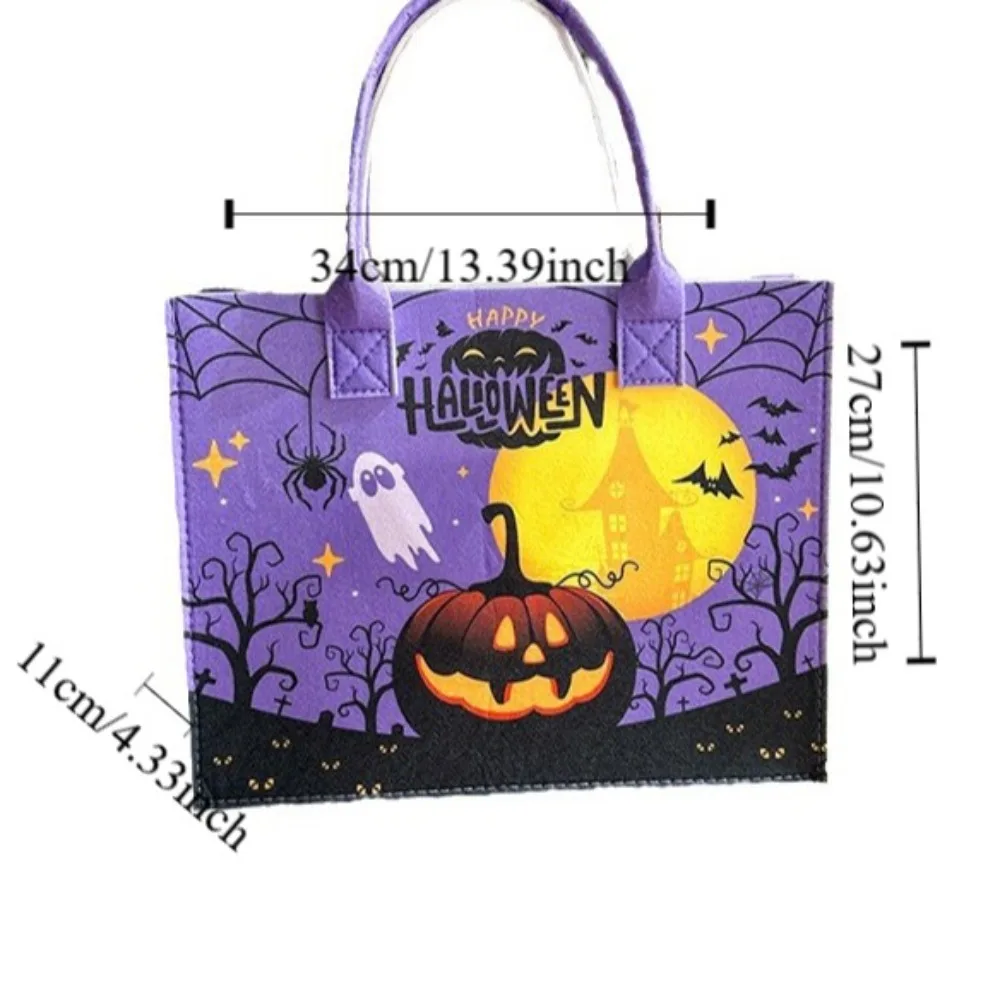 Grande capacidade halloween feltro bolsa tecido saco de doces truque ou deleite saco mamãe sacola saco de armazenamento de abóbora ao ar livre