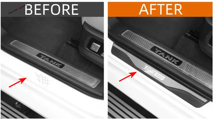 

Fit For GWM Great Wall Tank 500 2022 2023 Interior Car Accessories Door Sill Inside Scuff Plate Decoration Frame Cover Trim