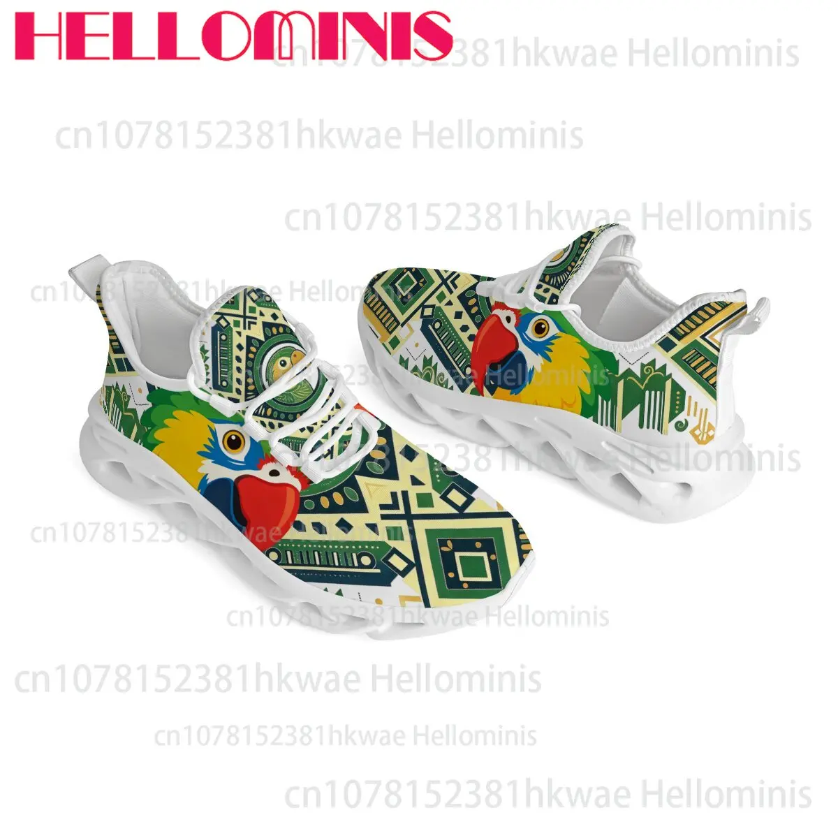 Brazil Tropical Rainforest Style Parrot Print Breathable Sole Men Women Lightweight Low Top Wear-resistant Unisex Casual Shoes