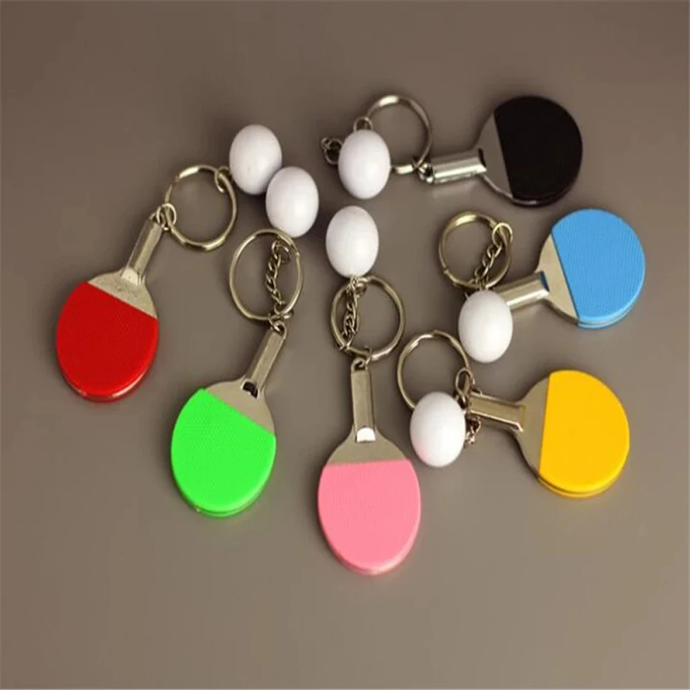 Souvenir Bowling 7 Color Badminton Pendant Table Tennis Keychain Table Tennis Racket Ping Pong Key Ring Sports Keyring