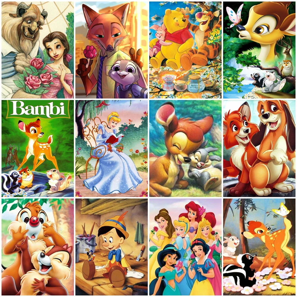 Disney księżniczka 5D diamentowy obraz kubuś pucharek pełne wiertło mozaika Bambi DIY krzyż ścieg haft Zootopia dekoracja domu