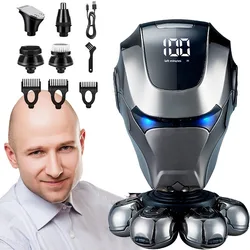 7D Head Shavers for Bald Men, Anti-Pinch Electric Razor for Men, 5-in-1 Grooming Kit with Nose Hair Trimmer, Beard Trimmer