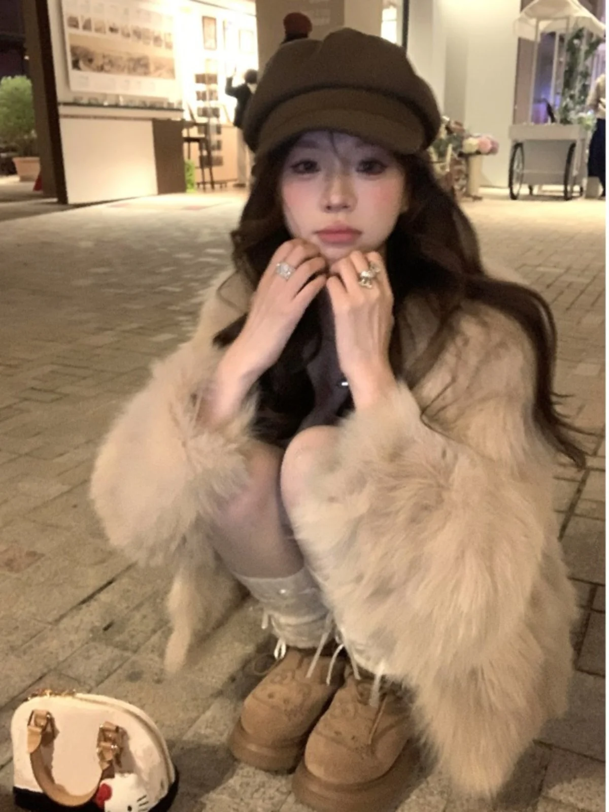 

Lamb Wool Jacket Women Harajuku Cinched Waist Narrowed Middle Constricted Center Tightened Hub Contracted Core Diminished Focus