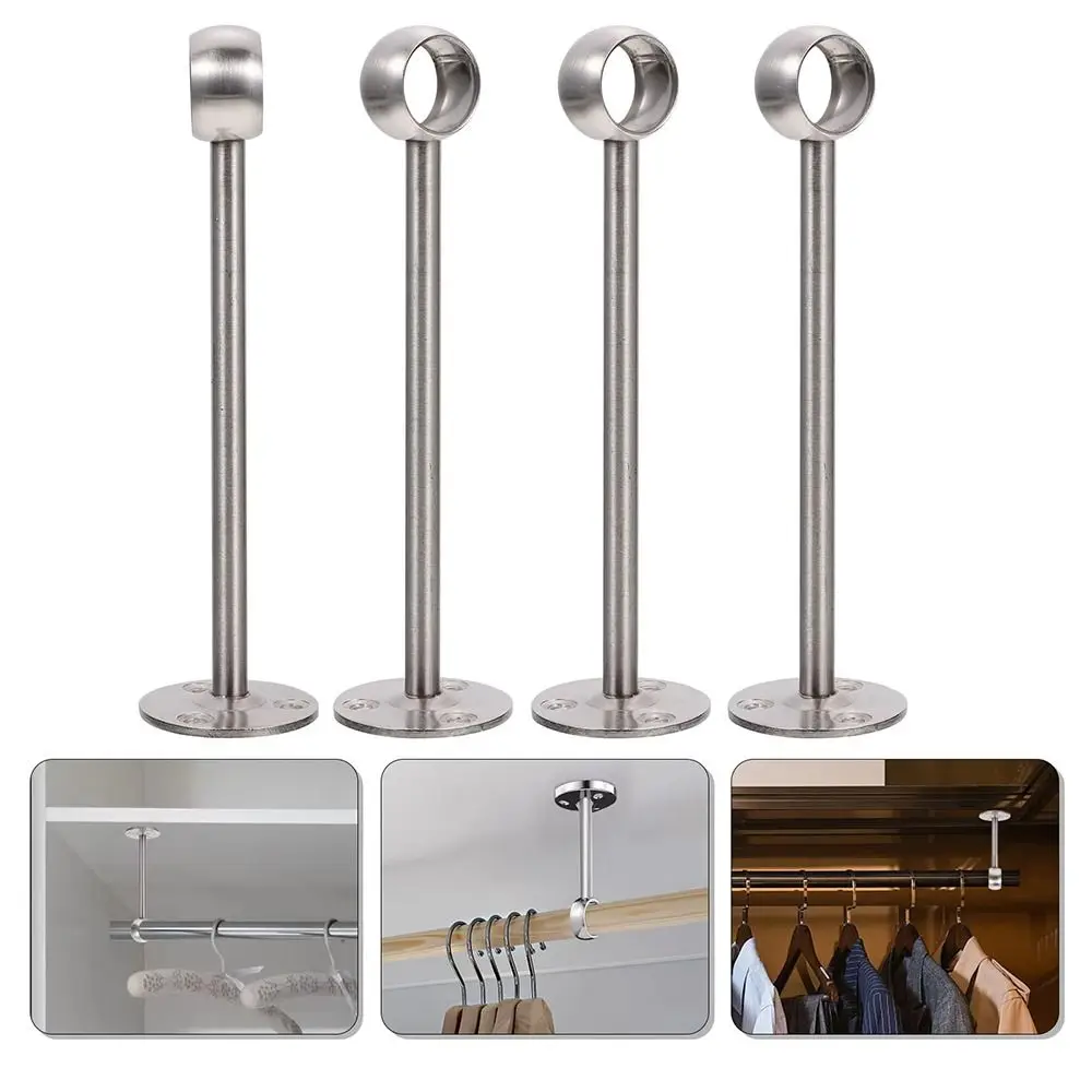 1Pcs Stainless Steel Pipe Bracket 19/22/25mm Half/All Pass Wardrobe Rail Support Flange Tube Holder for Clothes Pole Curtain Rod