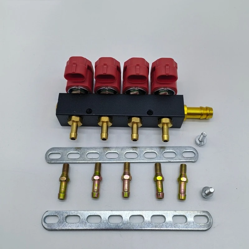 LPG CNG Car Gas Conversion Red Gas Injector Rail Auto Gas Fuel Injection Rail Modification Spare Parts for Vehicle Refit System