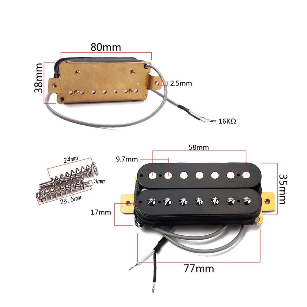 

7 String Electric Guitar Gmc19 Double Coil Humbucker Pickup Replacement Black Flat Iron Core with Screws Plastic Pickup