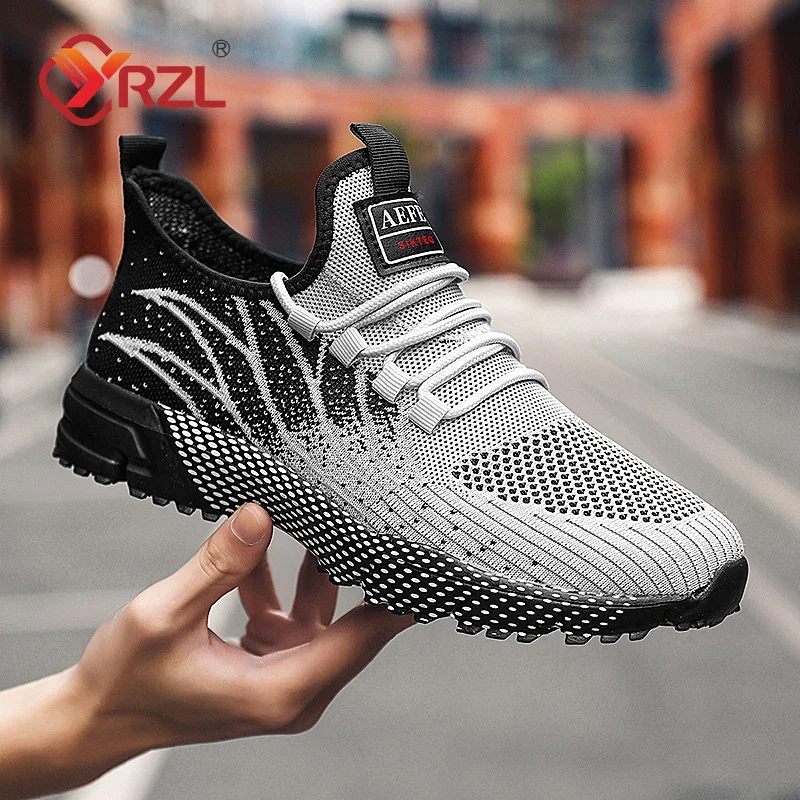 

YRZL Men Casual Sport Shoes Light Sneakers Black Outdoor Breathable Mesh Comfortable Running Shoes Athletic Jogging Tennis Shoes