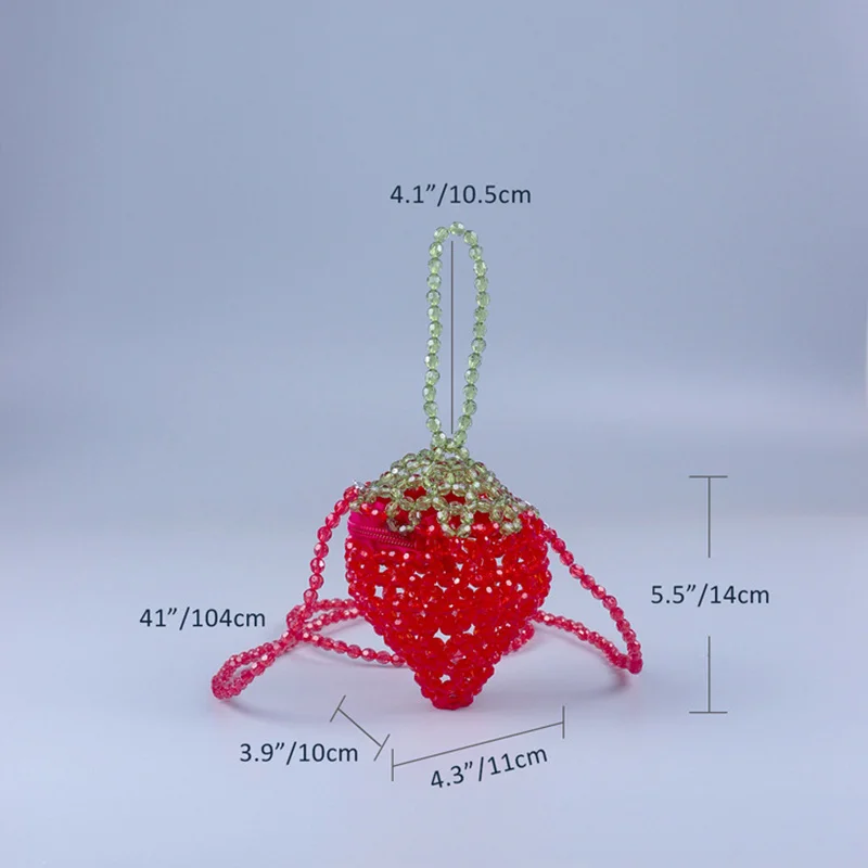 Mini Acrylic Strawberry Hand Bags Lipstick Chain One Shoulder Messenger Cute Crossbody Bag Ladies Versatile Beaded Small Purse