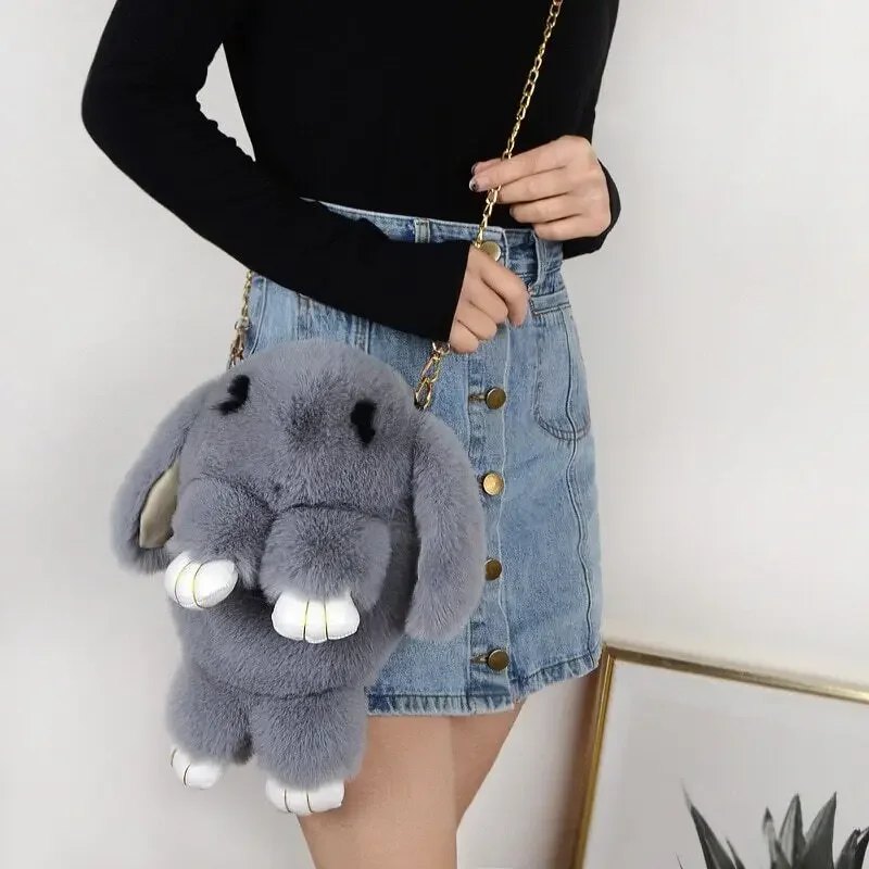 Bolsos cruzados de peluche para niños, juguetes de regalo, lindo conejo de peluche, bolso de un solo hombro