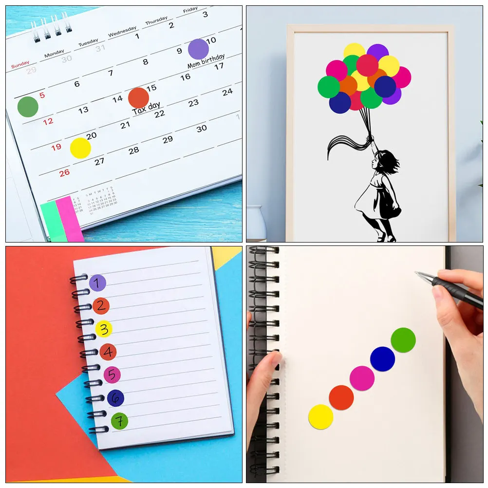 

10 Sheets Adhesive Colored Dot Stickers Writable Circle Labels for Office Home Projects Coding Sorting Organizing Inventory Gift