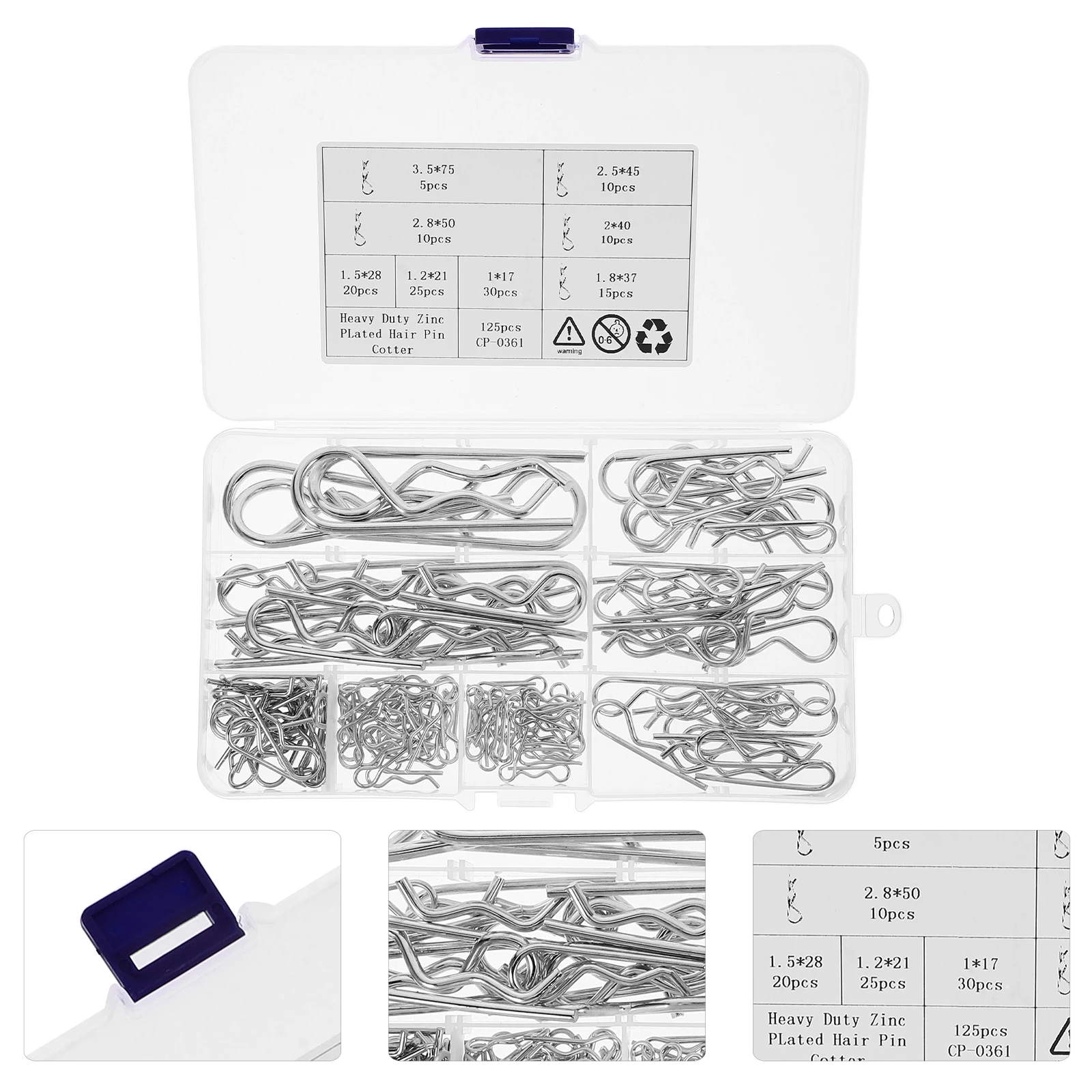 

125pcs Stainless Steel Cotter Pins Heavy Duty Spring Retaining Wire Hardware Pins For Trailer Mower Tractors Machinery Repair