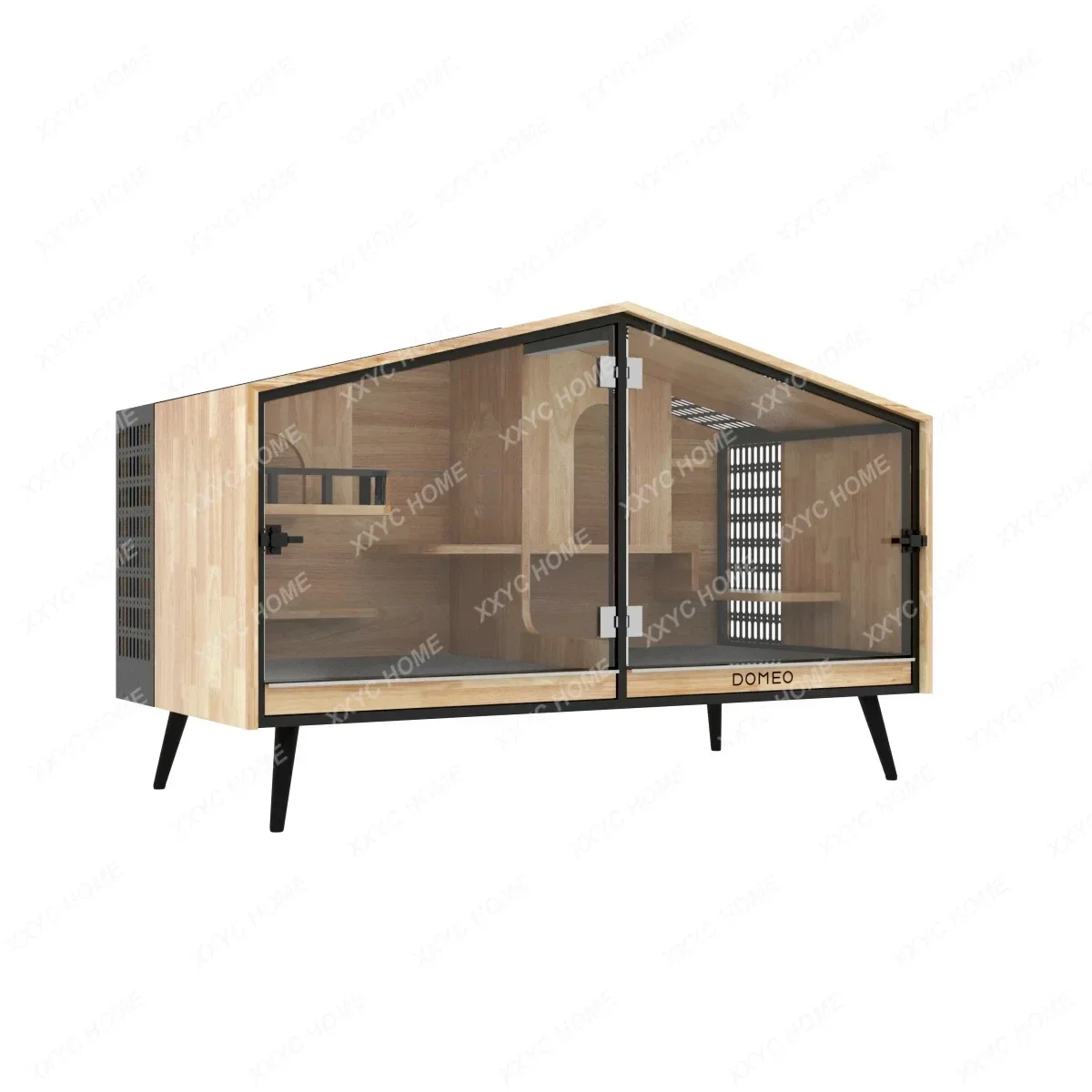 AABarn Pet Villa Panoramic Transparent Totoro Rabbit Pet Cage Cabinet Solid Wood Villa