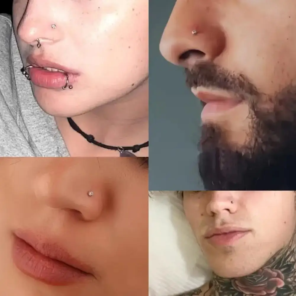 5 قطعة أقراط الفولاذ المقاوم للصدأ ، فسيفساء الماس على شكل قلب ، Y2K نمط الاصطناعية زركونيا مكعب ، غير المغناطيسية مشبك ، للجنسين