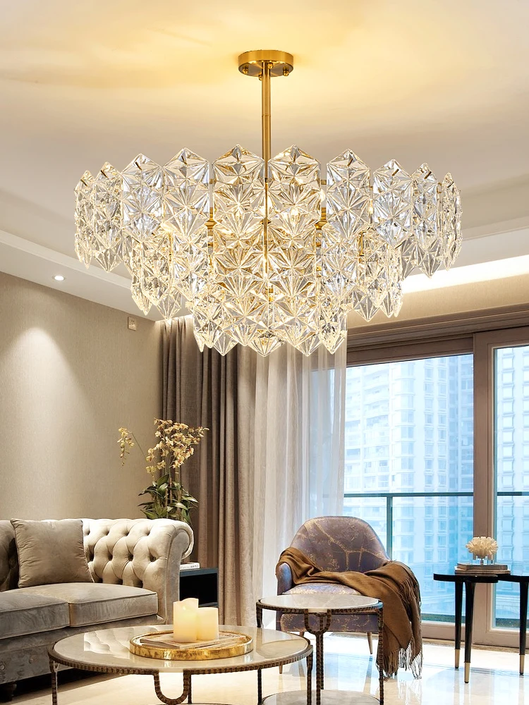 Modern LED Diamond Crystal Ceiling Chandeliers Luxury Pendant Lamp Atmosphere High-end Living Dining Room Hanging Light Fixtures