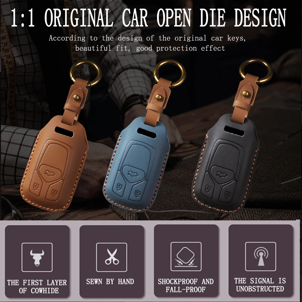 Car Key Case Cover Key Bag For Audi a1 a3 8v a4 b9 a5 a6 c7 q3 q5 q7 tt Holder Shell Auto Keychain Protect Set Accessories