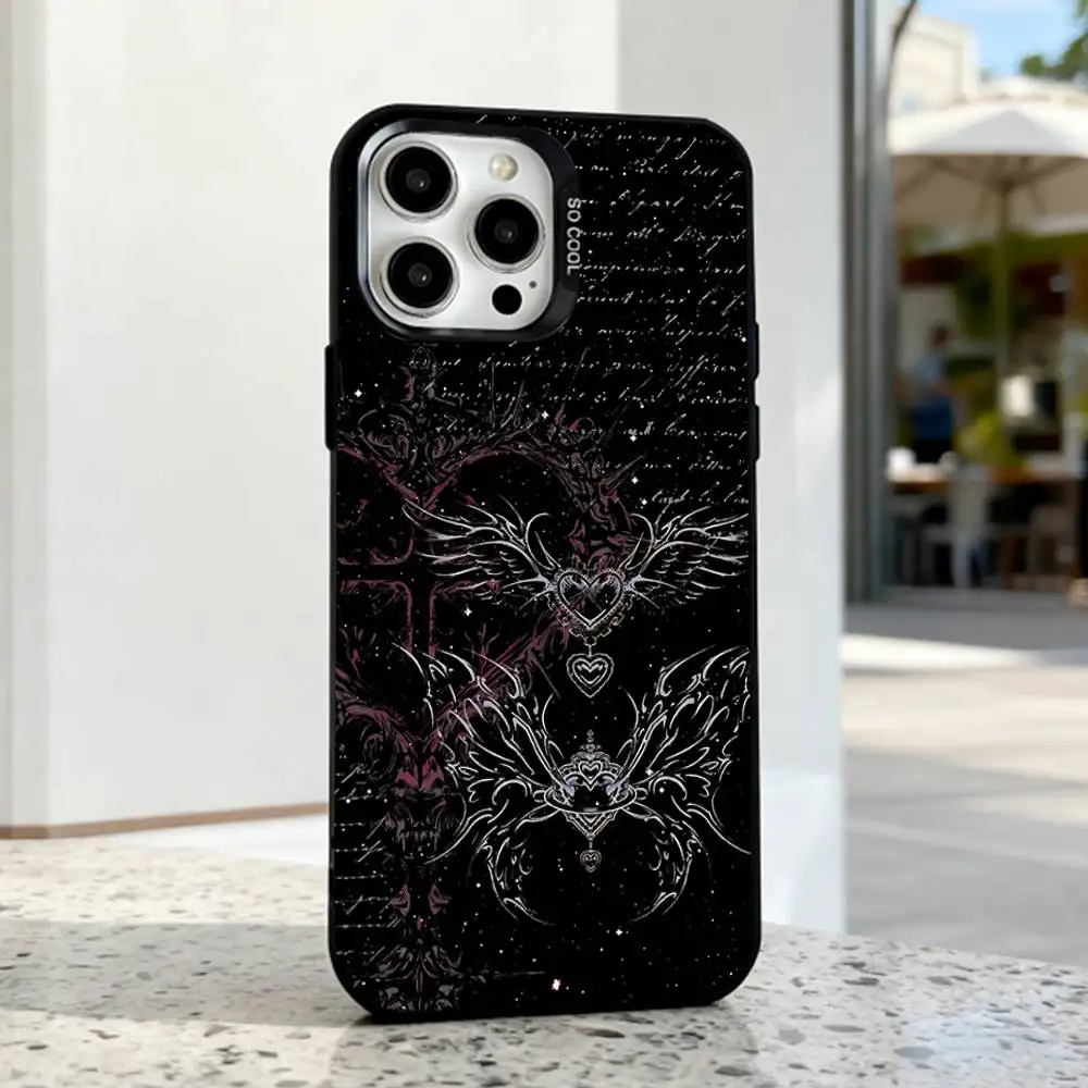 Gothic Coquette Cyber Sigilism Cross Black Phone Case Compatible with iPhone 17 16 15 14 13 12 11, Pro, Max, Plus, E, Air, Mini