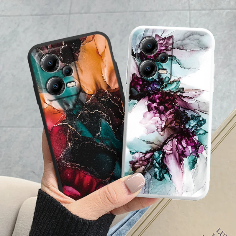 For Poco X5 PocoX5 Pro 5G Phone Cover Fashion Marble Painted Silicone Soft Case Shockproof Art Capa For Xiaomi Poco X 5 Funda