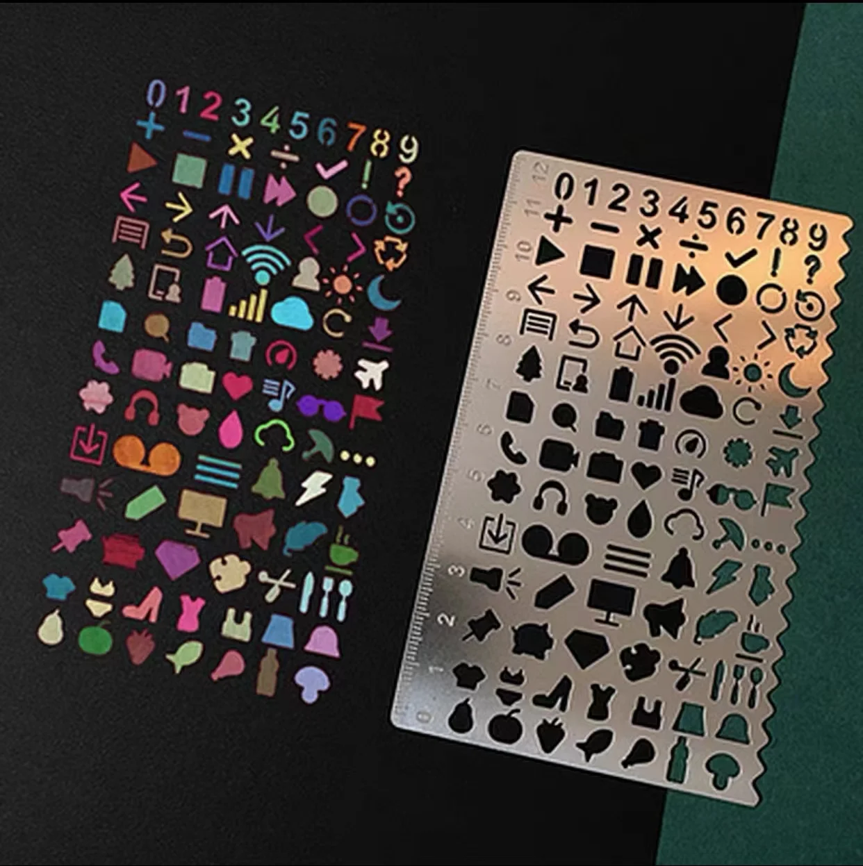 Wielofunkcyjna linijka do scrapbookingu ze stali nierdzewnej Web UI szablony do osobistego planowania DIY dekoracyjne wytłaczanie albumu