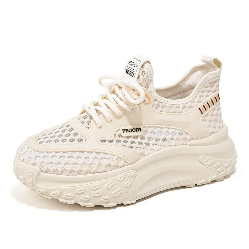 Summer Breathable Running Women's Shoes New 2025 Mesh Lightweight Soft Sole Shock-absorbing Casual Sneakers Platform Shoes