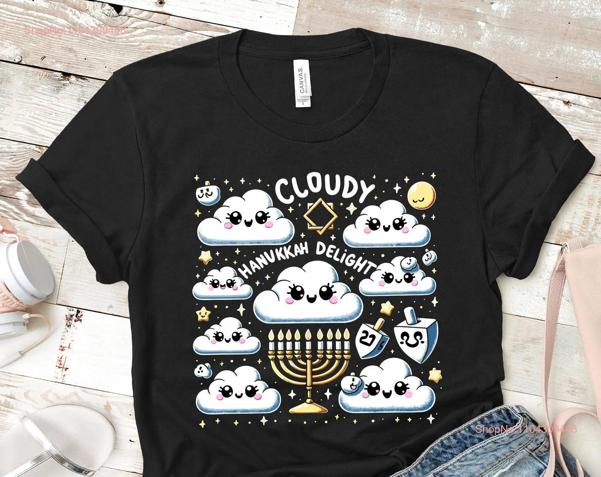 Cloudy Hanukkah Delight Jewish Menorah T shirt Festival Of Lights Tank Chanukah Dreidel Sweater Jew Rosh Hashanah Shabbat