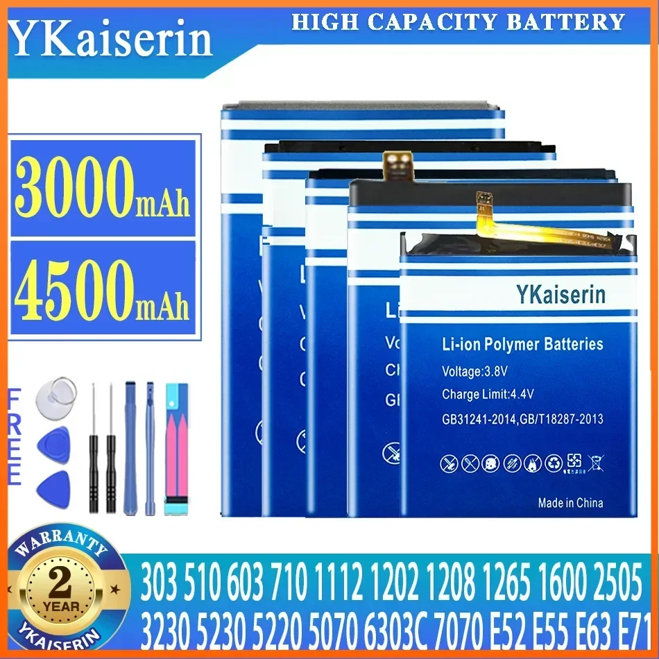 YKaiserin Battery For NOKIA Lumia 710 510 603 303 E52 E55 E63 E71 5230 6303C 5220 1112 1208 1600 3230 5070 1202 1265 7070 2505