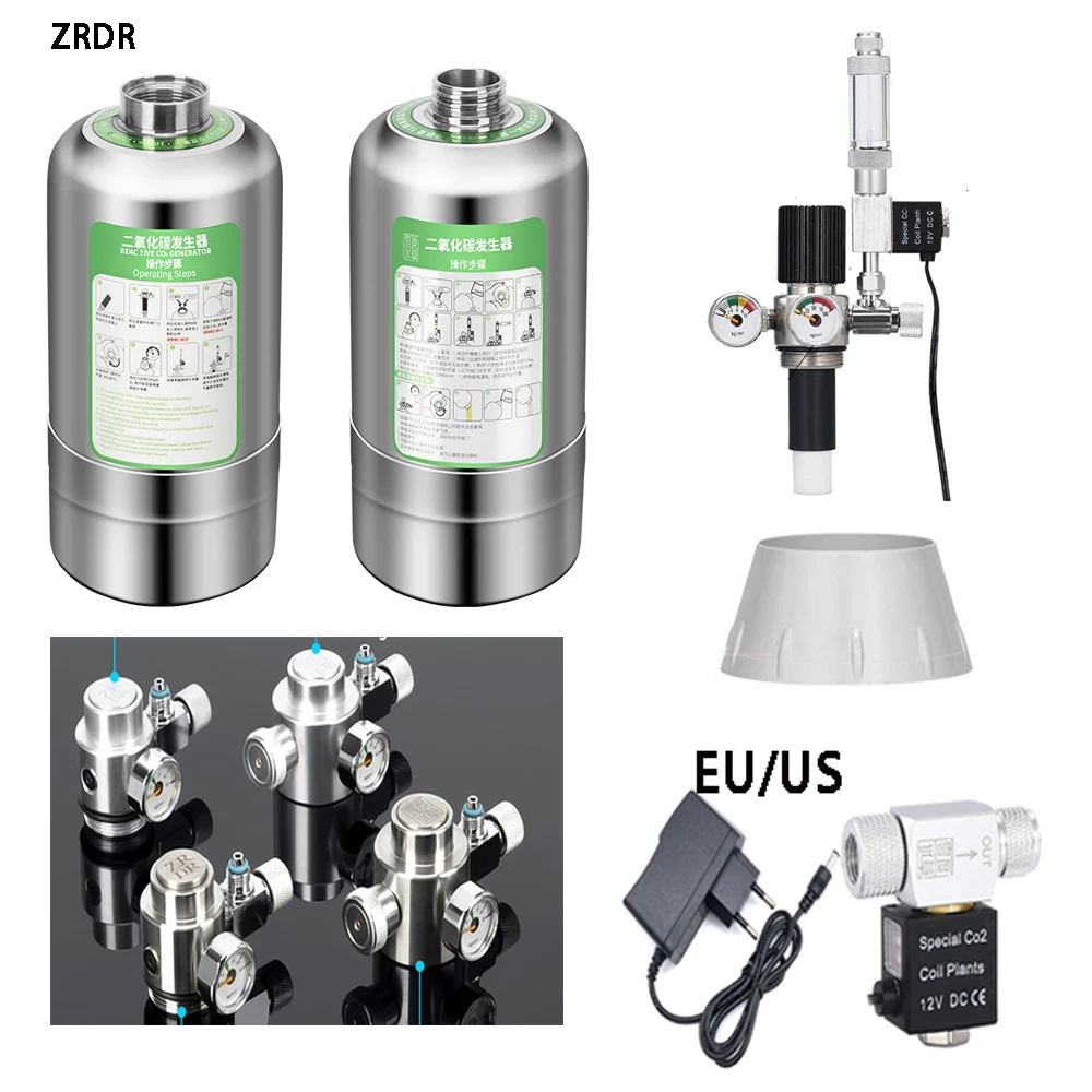 Aquarium CO2 Generator Steel Cylinder Single/Double Gauge Valve Series Electromagnetic Valve Fish Tank CO2 Generator Accessories