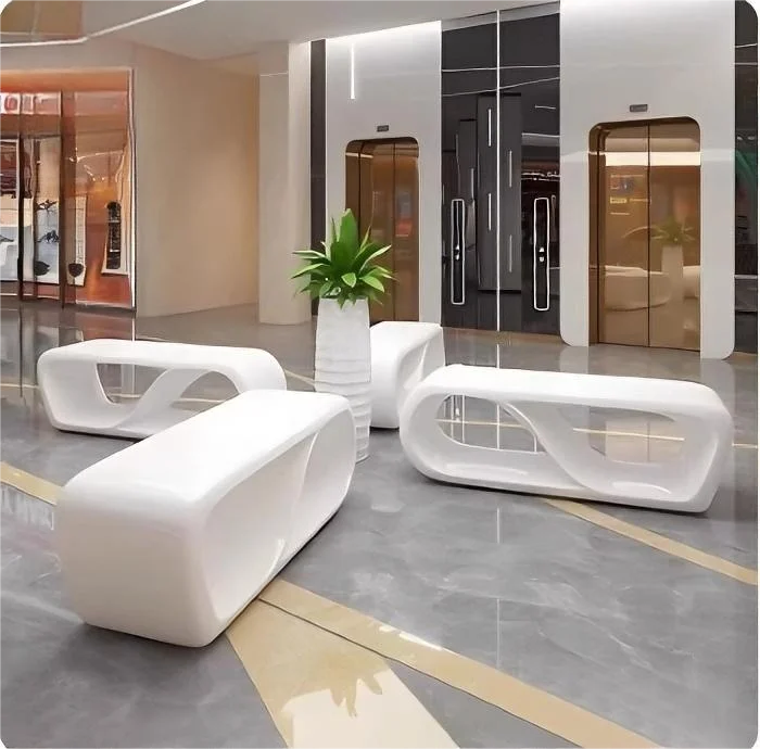 *Cutomization furniture factory  Fiberglass Bench Seating Outdoor Furniture  Shopping mall commercial chair Park Leisure Seating