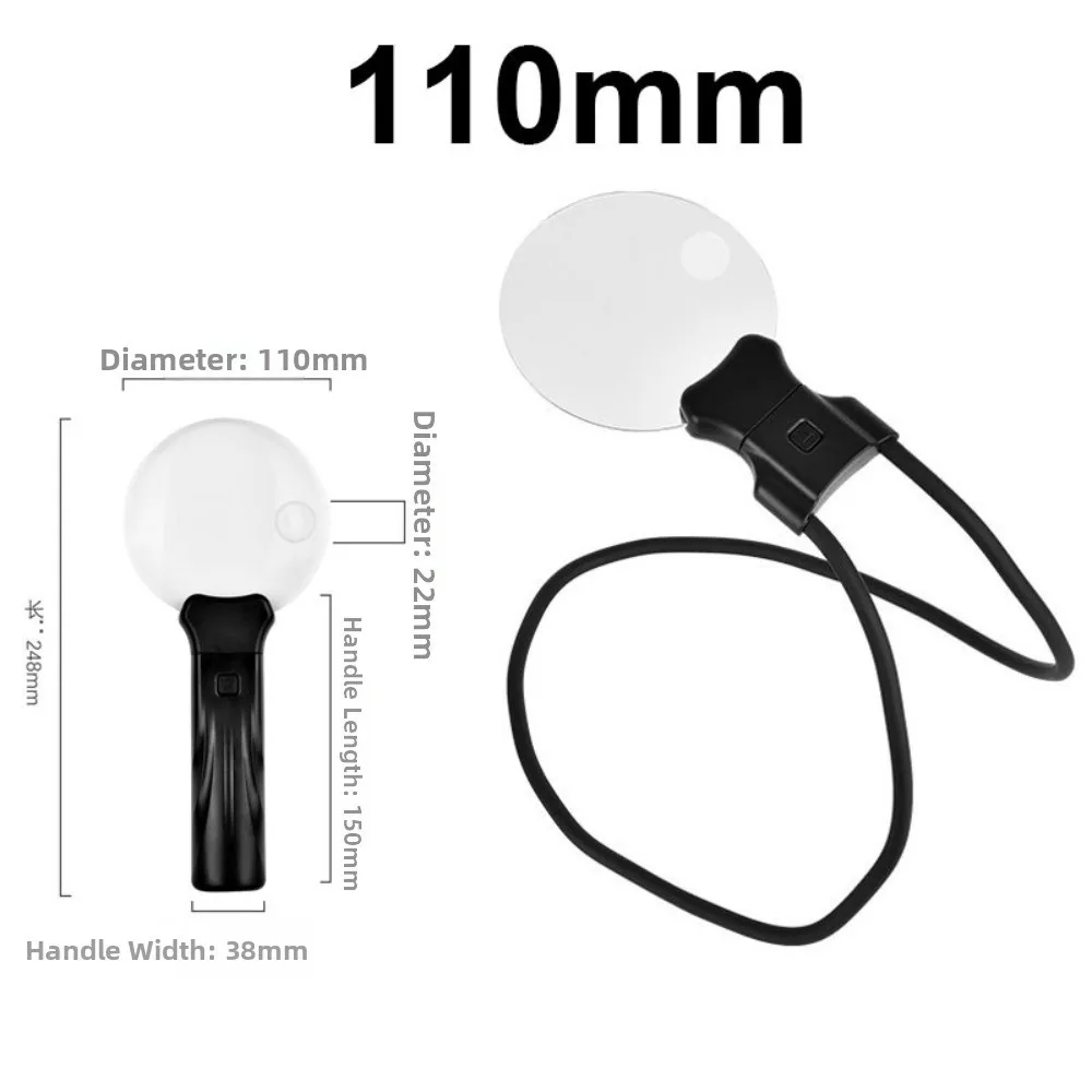 Detailed Working Hands Free Magnifying Glass Durable 12X Neck Magnifier Adjustable 110/130mm Reading Magnifier Repair