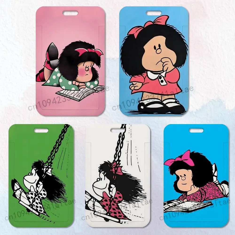 

Cartoon M-Mafalda-ES Cute Badge Holder Pass Bus Work Card Cover Chest Pocket Students Card Holder Small Gift