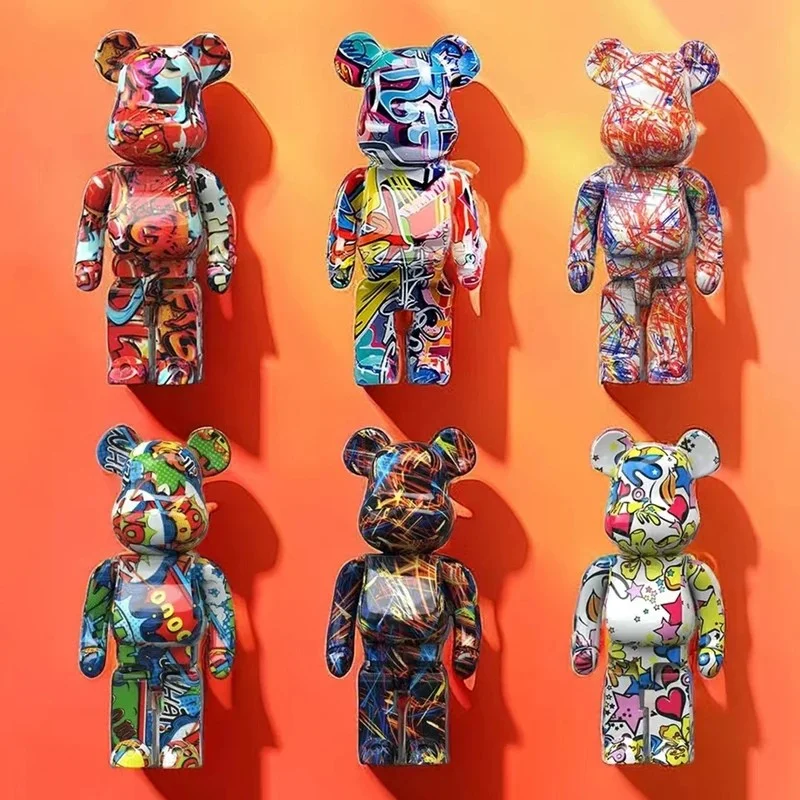 2024 New Graffiti Bear 27cm Figurine Home Decoration Animal Statue Storage Money Jar Modern Room Sculpture Table Decor