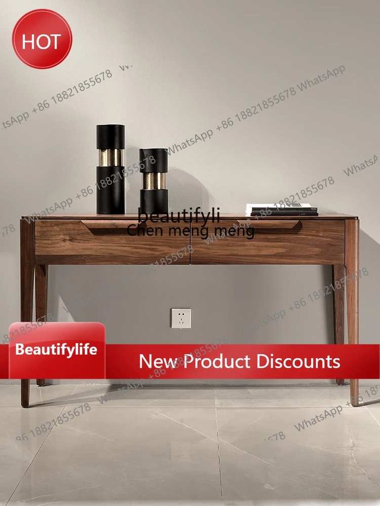 

Итальянский пристенный столик из черного ореха для прихожей, узкий длинный стол-тумба к стене