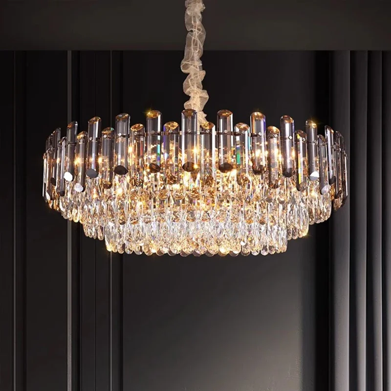 

Modern Luxury Crystal Led Pendant Lights Villa Living Dining Room Decor Chandelier Lighting Lustre Bedroom Hanging Lamp Fixtures