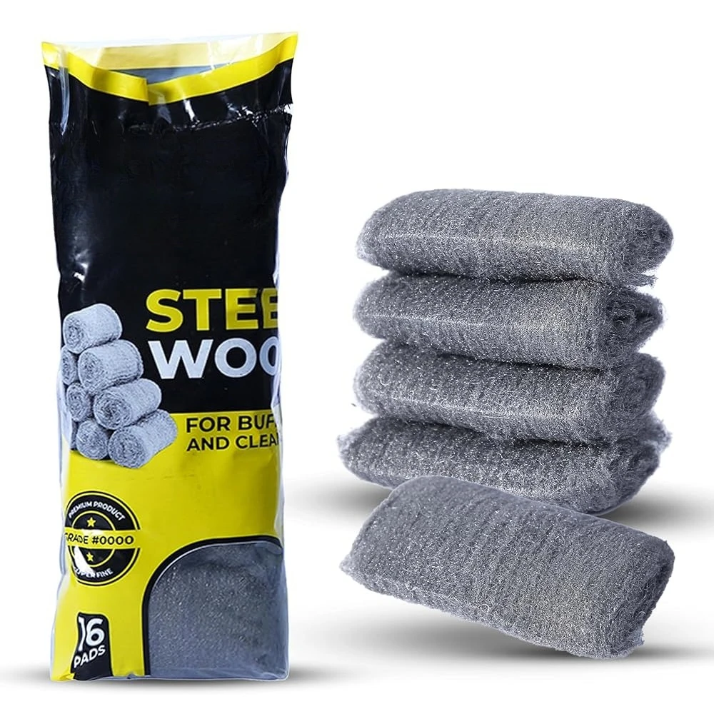 

Steel Wool Grade 0000 - Finest Grade - 16 Steel Wool Pads – Steel Wool Scrubber for Cleaning & Rust Removal, Glass & Wood Buf