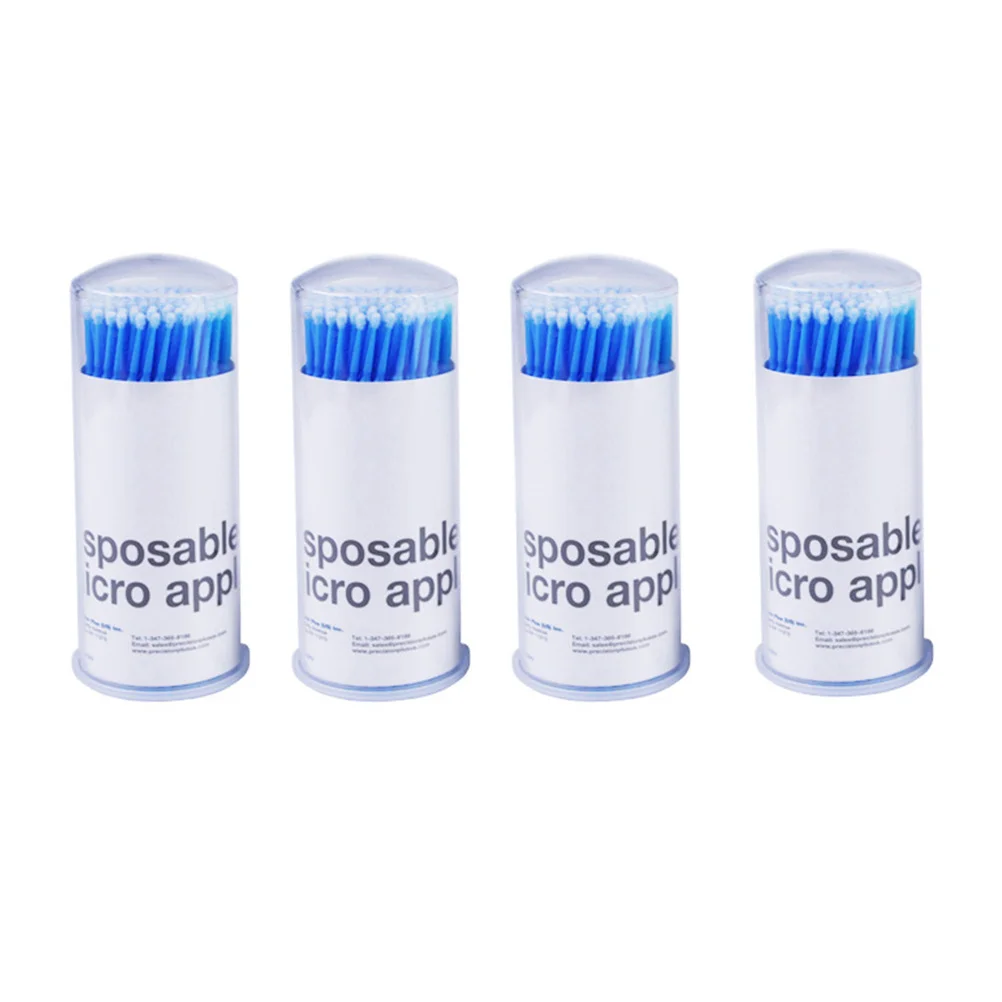 400 Uds. De hisopos de algodón desechables para extensión de pestañas, puntas flexibles precisas azules para eliminación de maquillaje, microaplicador para el hogar