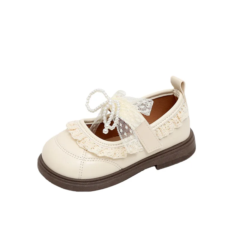 Girls Small Leather Shoes Size 21-31 Soft Bottom Leather Children's Single Shoes Beige Fashion Versatile Children's Baby Shoes view 5