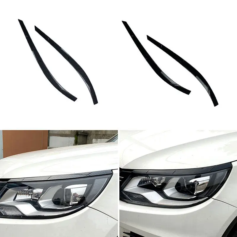 

For VW Tiguan MK1 2011-2016 Car Front Headlights Eyebrow Eyelid Trim Cover ABS Carbon Fiber / Bright Black Eyebrow Light Decor