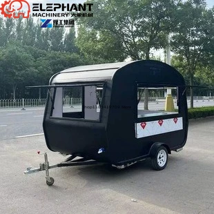 Commercial Round Trailer Mobile Food Truck, Curved Snack Bar Catering Cart For Street Vending