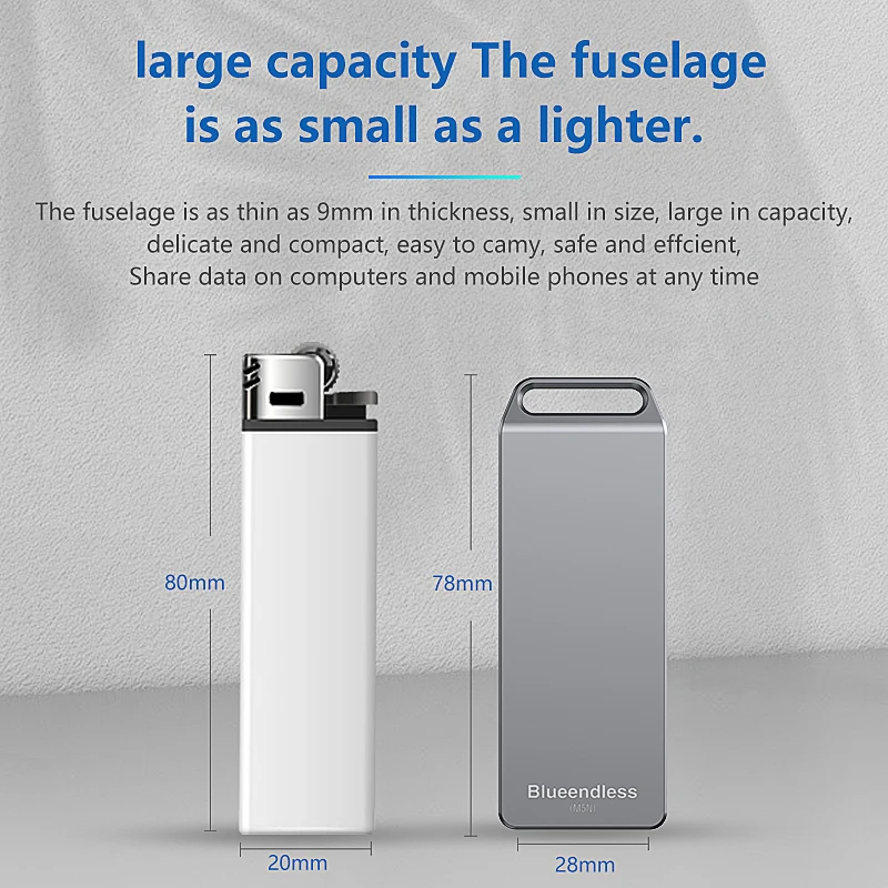 Blueendless Mini M.2 NVME Mobile Solid State Hard disk2242mm Portable All Aluminum TYPE-C Computer External Mobile Hard DriveBox