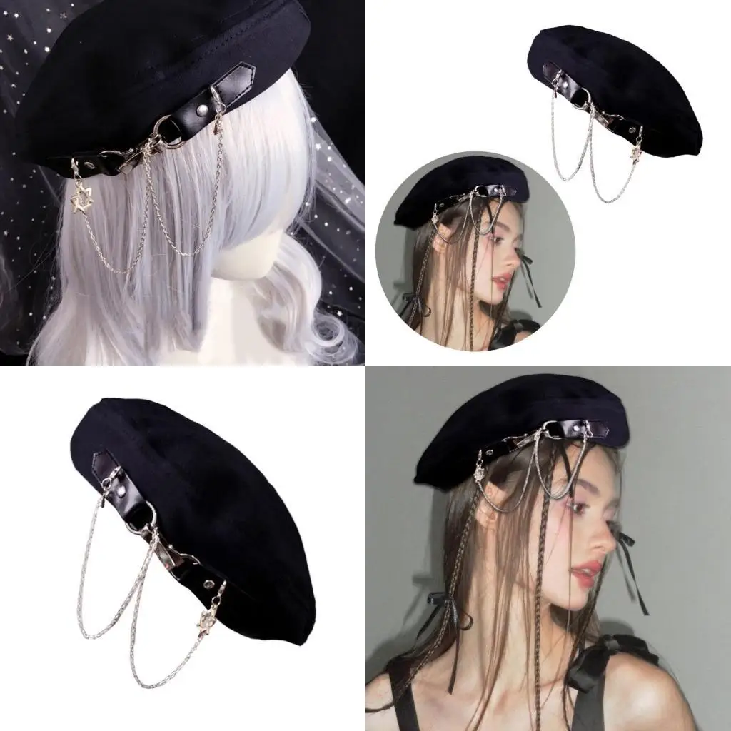 

39BB Dark Newsies Painter Hat Flat Hat British for Dating Photography Props