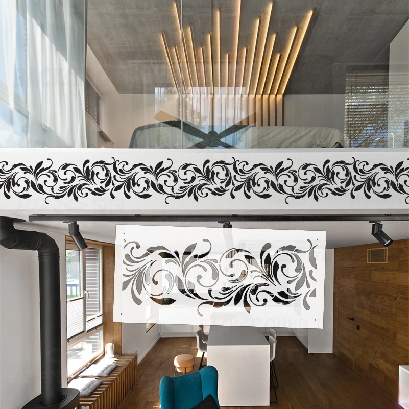 38cm - 88cm Wall Stencil For Painting Plaster Decorative Template To Paint Decor Listello Vintage Retro Divider Border S362