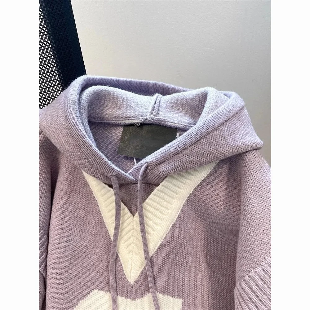 Womans Clothing Hoodies 2024 Autumn Winter Fake Two Sweaters Hooded Loose Oversized Pullover Knitwear Top Female Sweatshirts