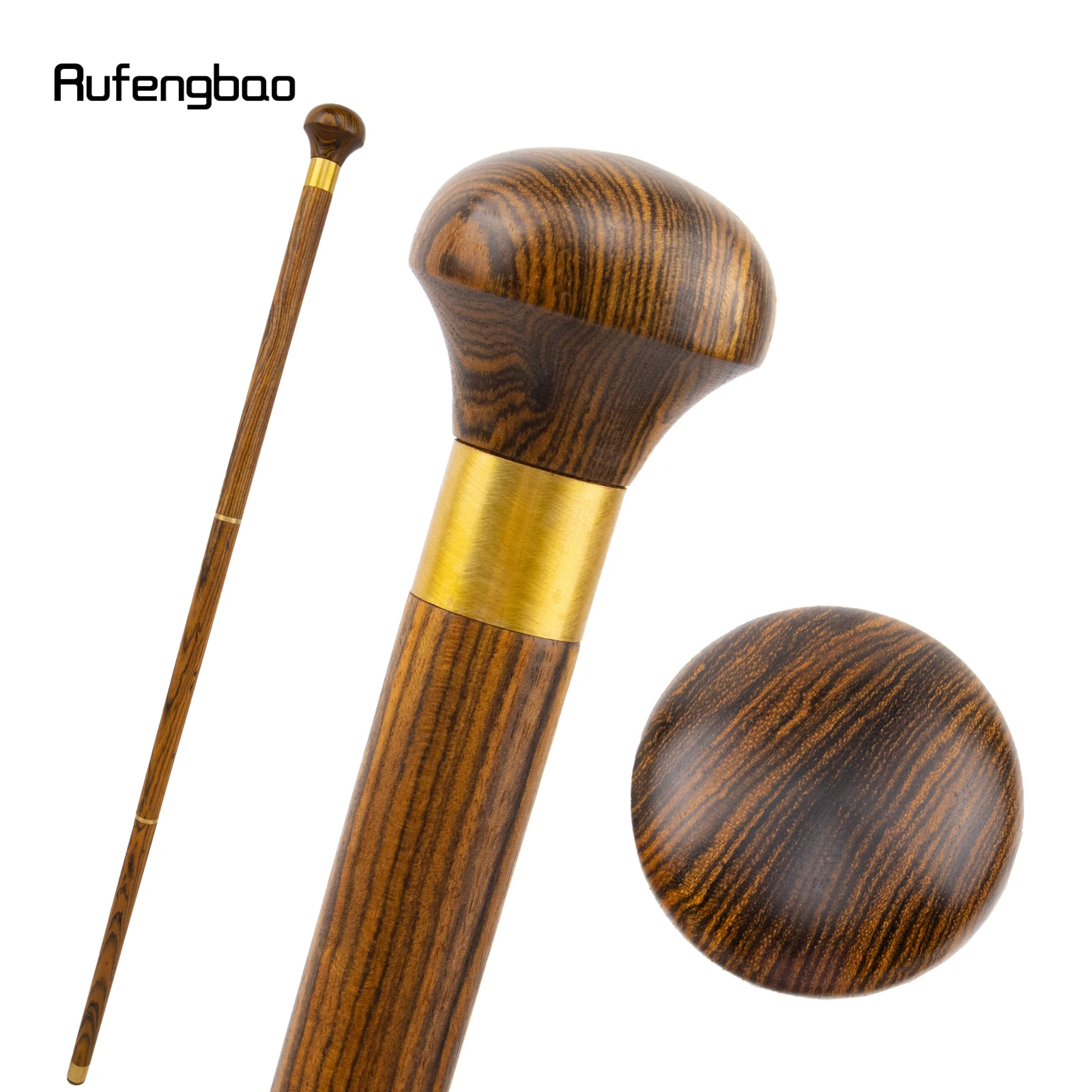 Yellow Sandalwood Wooden Fashion Walking Stick Decorative Party Wood Cane Mace Wand Crosier 87cm  Performance Stage Cane